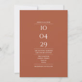 Terracotta Modern Minimalist Photo Wedding Date Kaart (Voorkant)