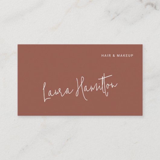 Terracotta modern minimalist QR code Visitekaartje (Voorkant)