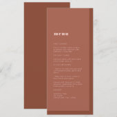 Terracotta Modern Minimalist Typography Wedding Menu (Voorkant / Achterkant)