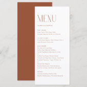 Terracotta Modern Minimalist Typography Wedding Menu (Voorkant / Achterkant)