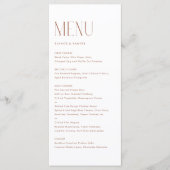 Terracotta Modern Minimalist Typography Wedding Menu (Voorkant)