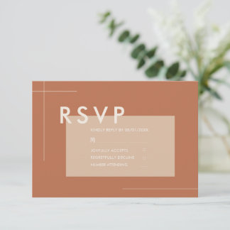 Terracotta Modern Minimalist Wedding RSVP Kaartje