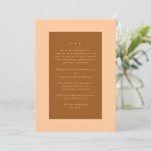 Terracotta Modern Minimalistic Simple Wedding Kaart (Staand voorkant)