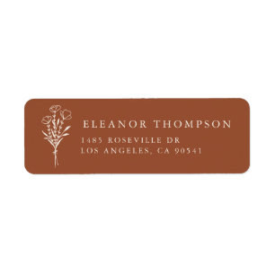 Terracotta modern minimalistisch bloemenboeket etiket