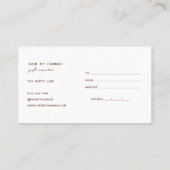 terracotta | Modern minimalistisch cadeaubon Visitekaartje (Achterkant)