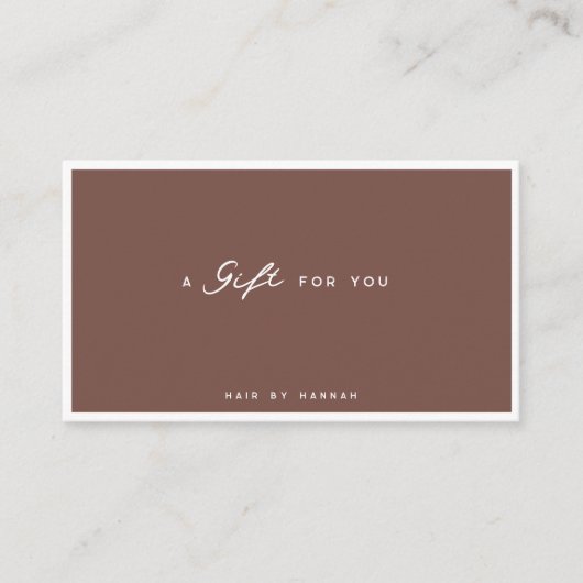 terracotta | Modern minimalistisch cadeaubon Visitekaartje (Voorkant)
