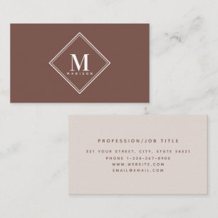 Terracotta modern minimalistisch monogram Initiaal Visitekaartje