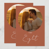 Terracotta Modern Minimalistisch Script Tafelnumme Kaart (Voorkant / Achterkant)