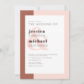 Terracotta Modern Monogram Minimalist Wedding Kaart (Voorkant)