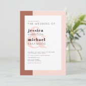 Terracotta Modern Monogram Minimalist Wedding Kaart (Staand voorkant)