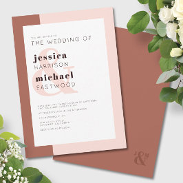 Terracotta Modern Monogram Minimalist Wedding Kaart