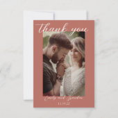 Terracotta Modern Photo Weddenschap Hartelijk dank Bedankkaart (Voorkant)