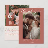 Terracotta Modern Photo Weddenschap Hartelijk dank Bedankkaart (Voorkant / Achterkant)