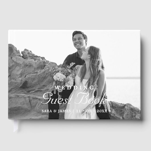 Terracotta Modern Photo Wedding Guest Book Gastenboek (Voorkant)