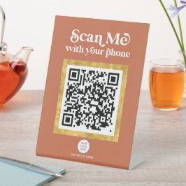 Terracotta modern QR-codenummer met logo Reclamebord Met Voetstuk