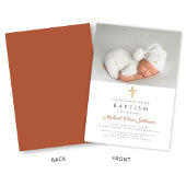 Terracotta Modern Religious Cross Foto Baptisme Kaart