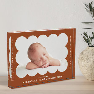 Terracotta Modern Scalloped Birth koninklijke beke Fotoblokken