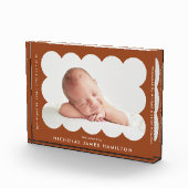 Terracotta Modern Scalloped Birth koninklijke beke Fotoblokken (Rechts)