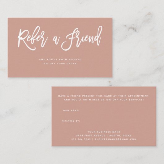 Terracotta Modern Script Aanbevelingskaartje (Voorkant / Achterkant)