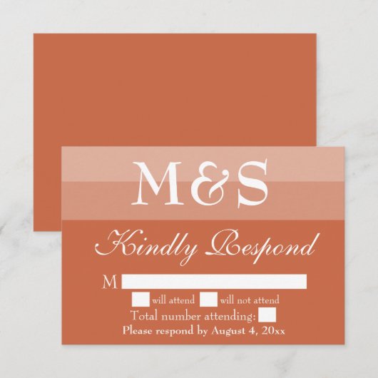 Terracotta Modern Script Bruiloft RSVP Kaart (Voorkant / Achterkant)
