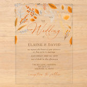 Terracotta Modern Script Elegante Herfst Bruiloft Acryl Uitnodigingen (Voorkant)