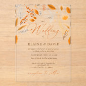 Terracotta Modern Script Elegante herfstbruiloft Acryl Uitnodigingen (Voorkant)