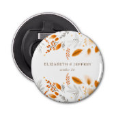 Terracotta Modern Script Elegante herfstbruiloft Button Flesopener (Voorkant)