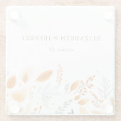 Terracotta Modern Script Elegante herfstbruiloft Glazen Onderzetter (Achterkant)