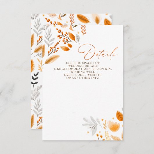 Terracotta Modern Script Elegante herfstbruiloft Informatiekaartje (Voorkant / Achterkant)