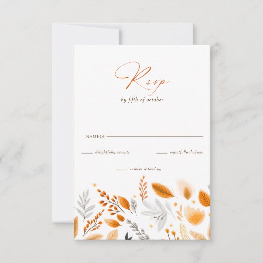 Terracotta Modern Script Elegante herfstbruiloft RSVP Kaartje (Voorkant)