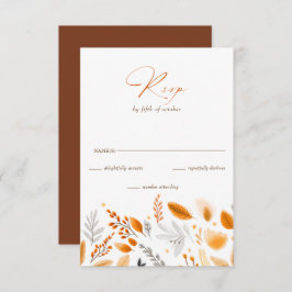 Terracotta Modern Script Elegante herfstbruiloft RSVP Kaartje