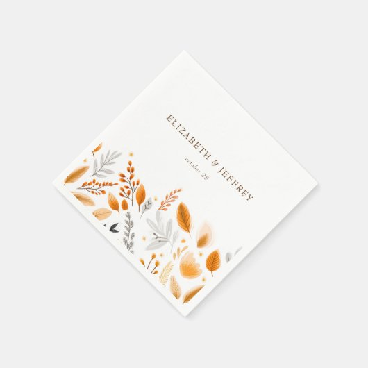 Terracotta Modern Script Elegante herfstbruiloft Servet (Hoek)