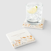 Terracotta Modern Script Elegante herfstbruiloft Stenen Onderzetter (Zijkant)