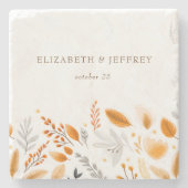 Terracotta Modern Script Elegante herfstbruiloft Stenen Onderzetter (Voorkant)