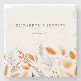 Terracotta Modern Script Elegante herfstbruiloft Stenen Onderzetter