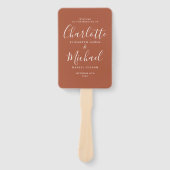 Terracotta Modern Script Huwelijksprogramma Handwaaier (Voorkant)