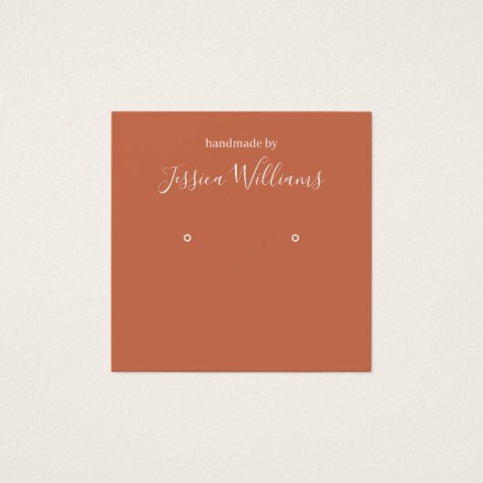 Terracotta Modern Script QR Oorbel Display Kaart (Voorkant)
