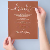 Terracotta Modern Script Trouw Dranken Menu (Hand)