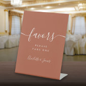 Terracotta Modern Script Wedding Favors Table Reclamebord Met Voetstuk