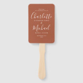 Terracotta Modern Script Wedding Programme Handwaaier (Voorkant)