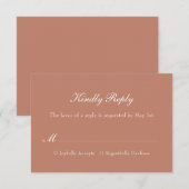 Terracotta Modern Simple Minimal Elegant Wedding RSVP Kaartje (Voorkant / Achterkant)