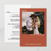 Terracotta Modern Simple Minimalist Photo Wedding RSVP Kaartje (Voorkant / Achterkant)