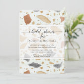 Terracotta Modern Terrazzo Abstracte koppels Douch Kaart (Staand voorkant)