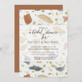 Terracotta Modern Terrazzo Abstracte koppels Douch Kaart (Voorkant / Achterkant)