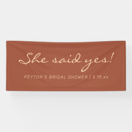 Terracotta Modern Text Ze Zei Ja Bruidsdouche Spandoek