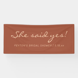 Terracotta Modern Text Ze Zei Ja Bruidsdouche Spandoek