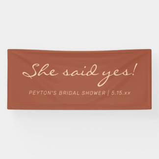 Terracotta Modern Text Ze Zei Ja Bruidsdouche Spandoek