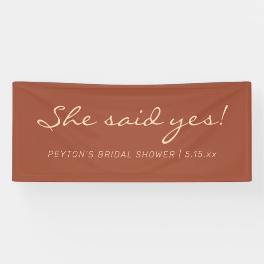 Terracotta Modern Text Ze Zei Ja Bruidsdouche Spandoek (Horizontaal)