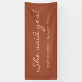 Terracotta Modern Text Ze zei ja Vrijgezellenfeest Spandoek (Verticaal)