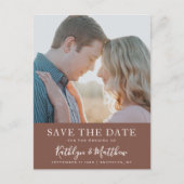 Terracotta Modern Typography Simple Photo Wedding Aankondigingskaart (Voorkant)